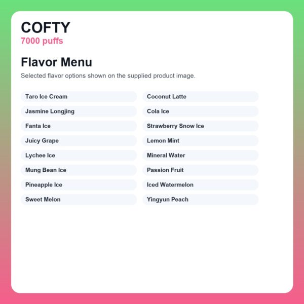 COFTY 7000 Puffs Mesh Coil Rechargeable Disposable Vape detail image 2