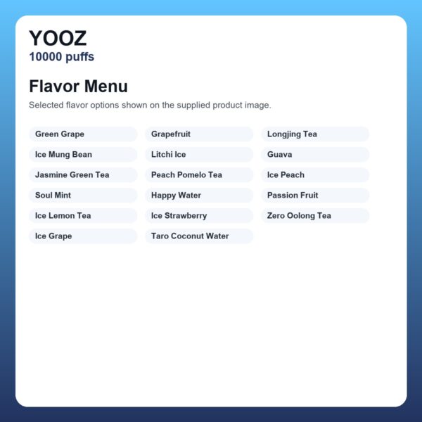 YOOZ 10000 Puffs Disposable Vape - Multi Flavor Collection - detail image 2 YOOZ 10000 Puffs Disposable Vape - Multi Flavor Collection detail image 2