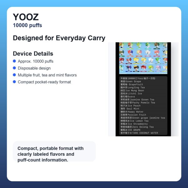 YOOZ 10000 Puffs Disposable Vape - Multi Flavor Collection - detail image 3 YOOZ 10000 Puffs Disposable Vape - Multi Flavor Collection detail image 3