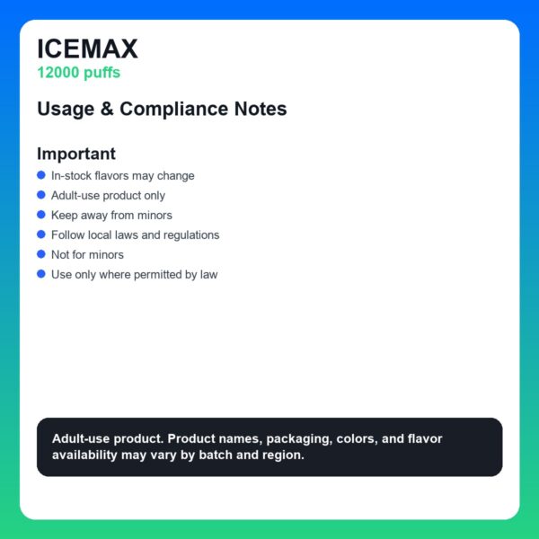 ICEMAX 12000 Puffs Disposable Vape - In-Stock Flavor Menu detail image 4