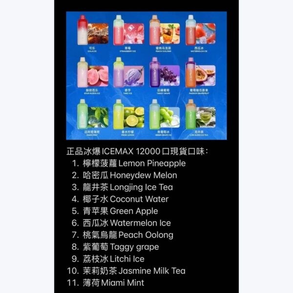 ICEMAX 12000 Puffs Disposable Vape - In-Stock Flavor Menu main product image