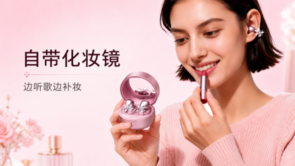 ChatGPT Image 2026年6月16日 19_32_40 (1) 自带化妆镜蓝牙耳机女款无线入耳式高颜值钻饰耳机可收纳饰品耳机